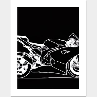 Outline Motorcycle Posters and Art